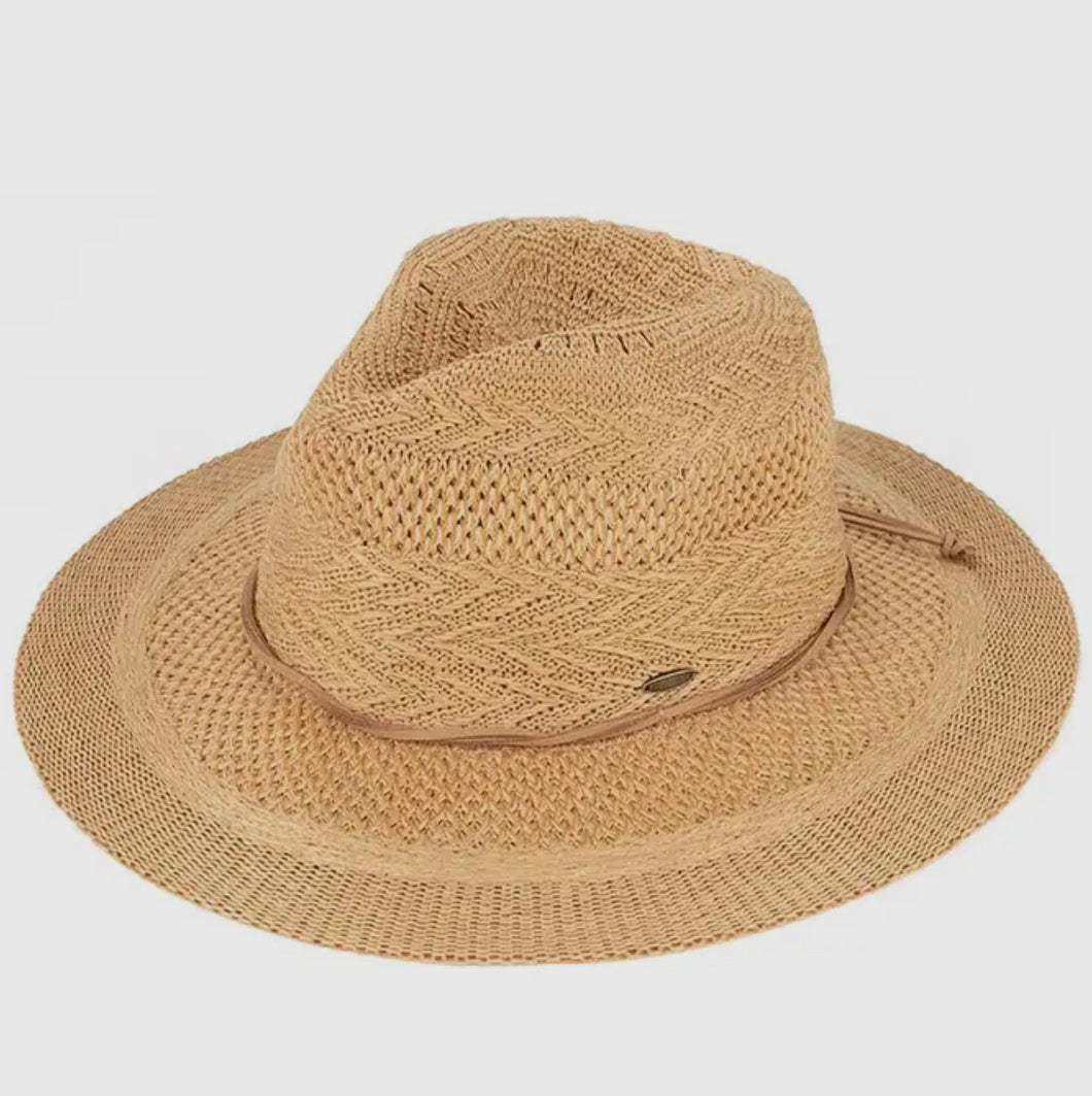 Suede Band Panama Hat- Honey Mustard