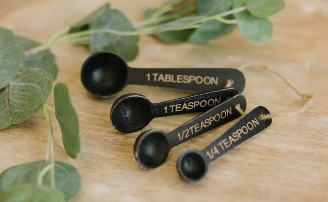 Black Wood Measuring Spoons Set/4
