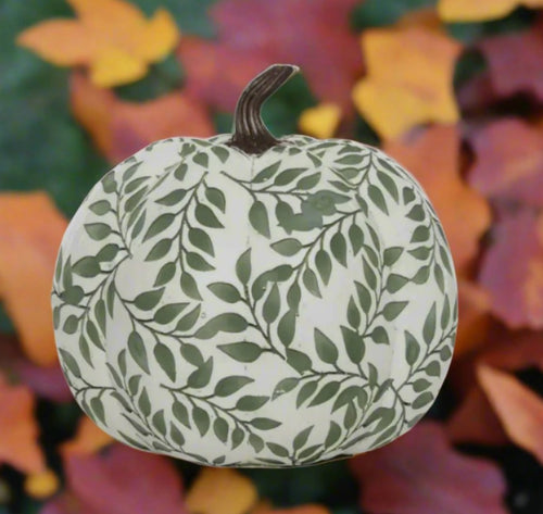 Pumpkin with green leaves