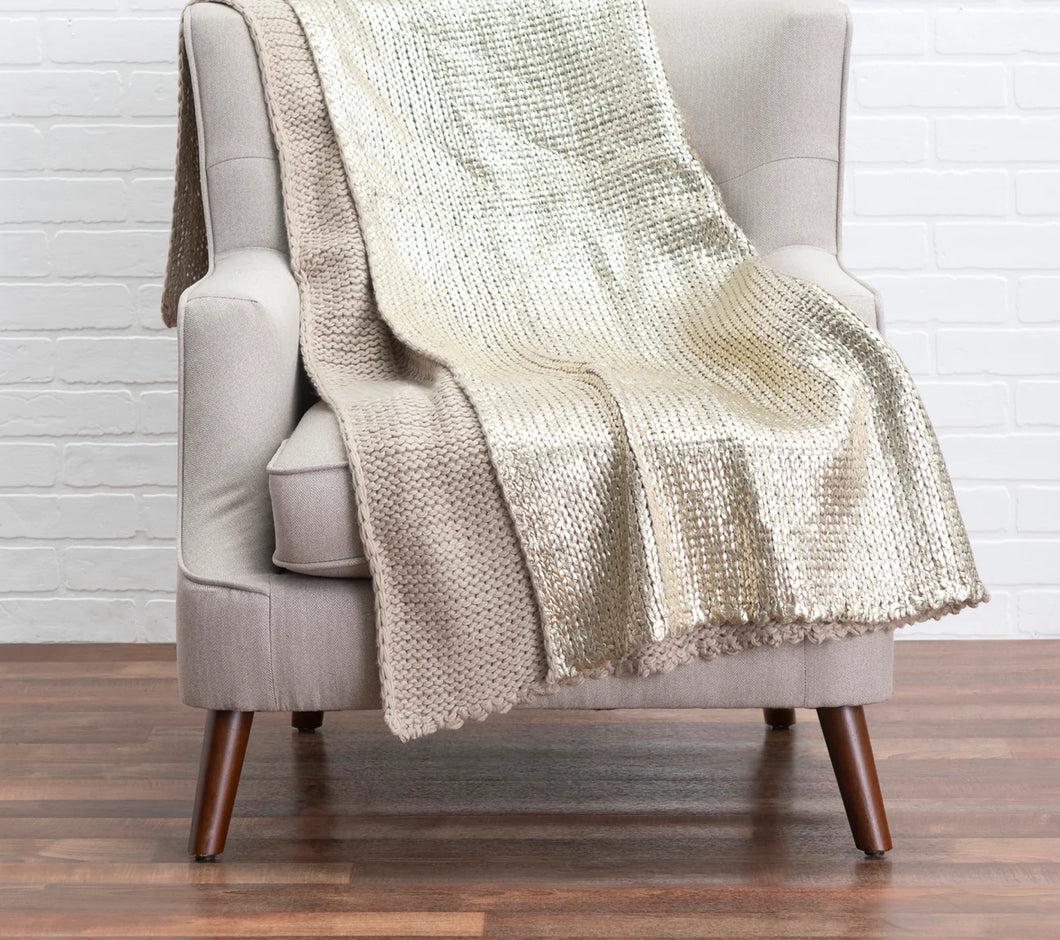 Dream Gold Foil Knitted Throw Blanket