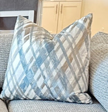 Load image into Gallery viewer, Blue/White/Gray Striped Pillow
