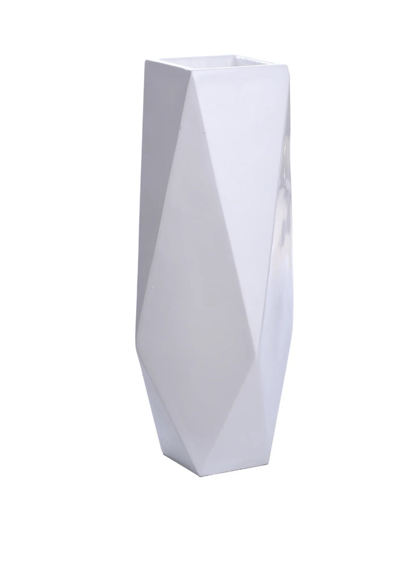 Gloss White Resin Floor Vase