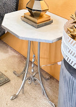 Load image into Gallery viewer, Silver End Table with Marble Top
