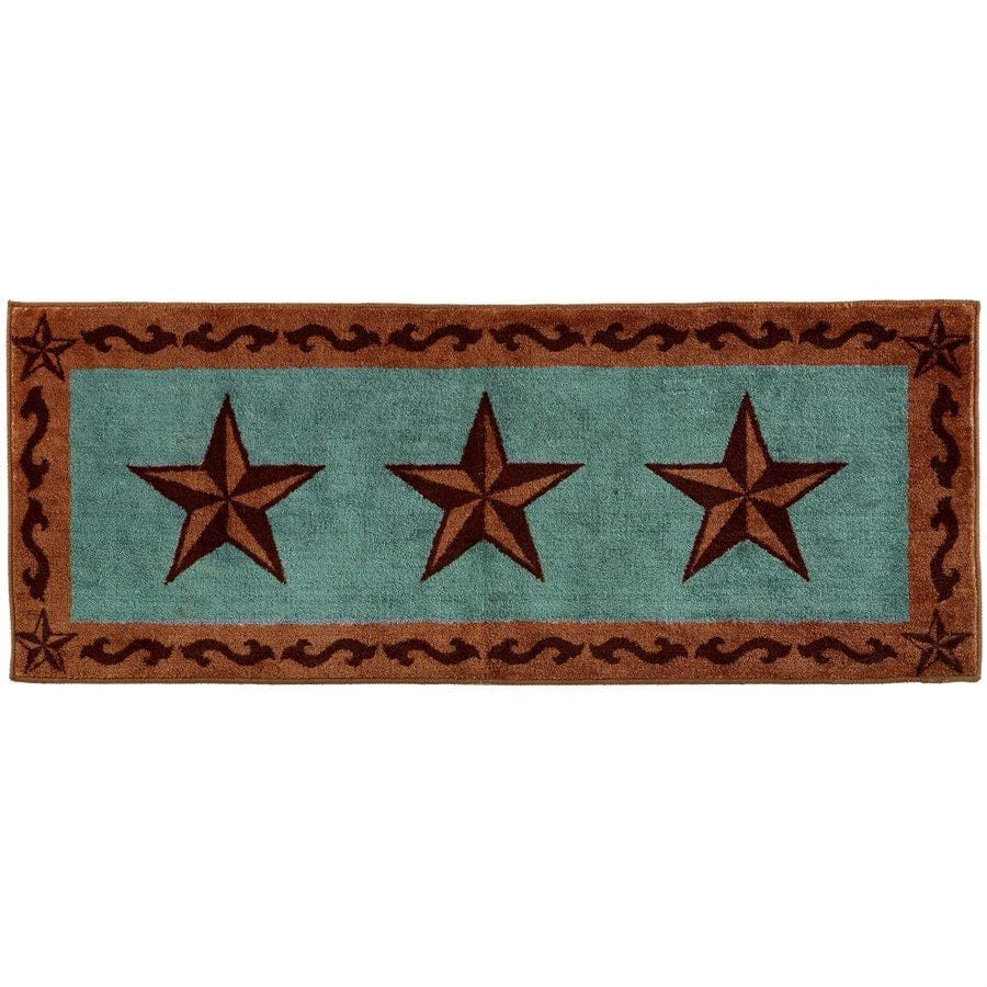 3-Star Turquoise Bath/Kitchen Matt Rug