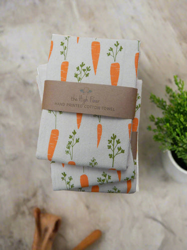 Carrot Hand Printed Kitchen Dish Towel