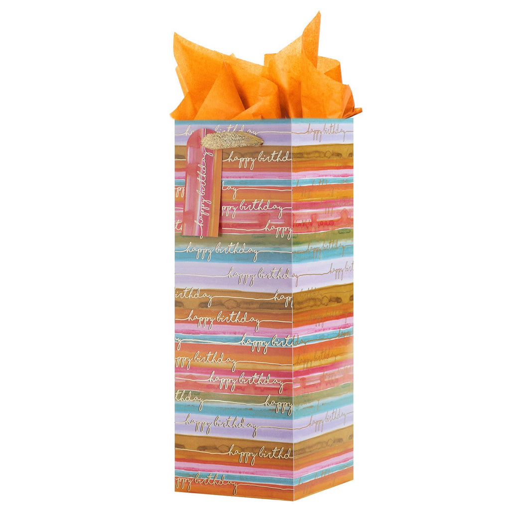 Happy Stripes Bottle Gift Bag