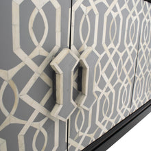 Load image into Gallery viewer, Black Modern Credenza W/ Bone Inlay
