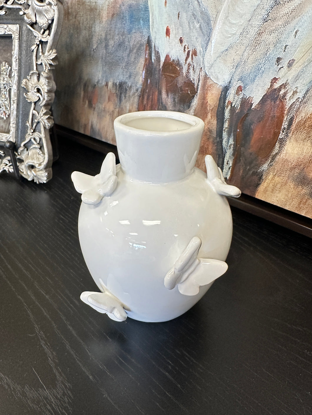 White Butterfly Vase