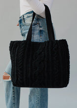 Load image into Gallery viewer, Cable Knit Handbag Collection Black/Cream
