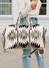 Load image into Gallery viewer, Cream/Tan/Black/Gray Aztec Duffel Handbag
