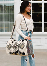 Load image into Gallery viewer, Cream/Tan/Black/Gray Aztec Duffel Handbag
