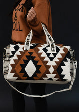 Load image into Gallery viewer, Cream/Black/Brown Aztec Duffel Handbag
