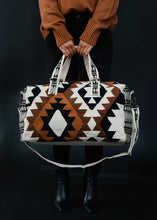 Load image into Gallery viewer, Cream/Black/Brown Aztec Duffel Handbag
