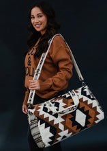 Load image into Gallery viewer, Cream/Black/Brown Aztec Duffel Handbag
