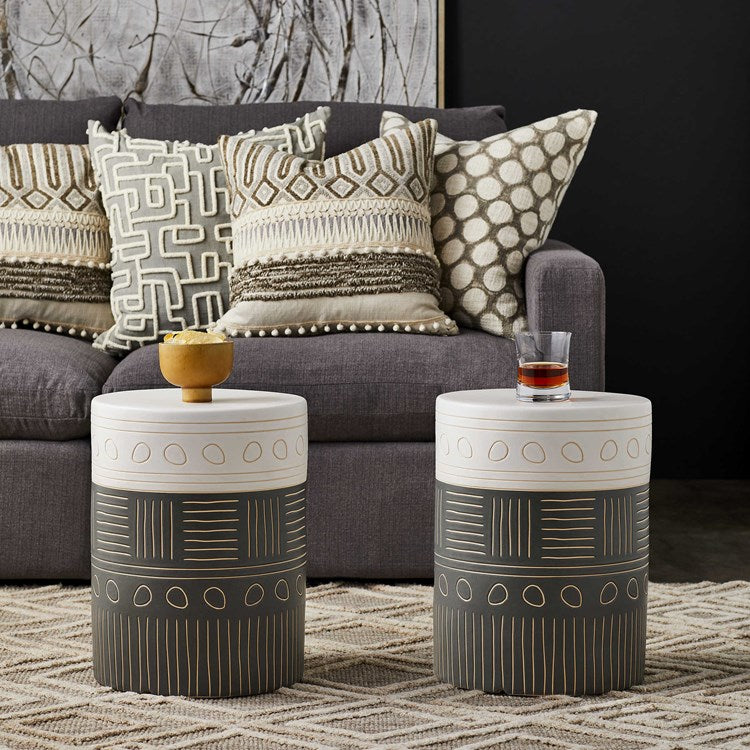 Etched Terracotta Garden Stool