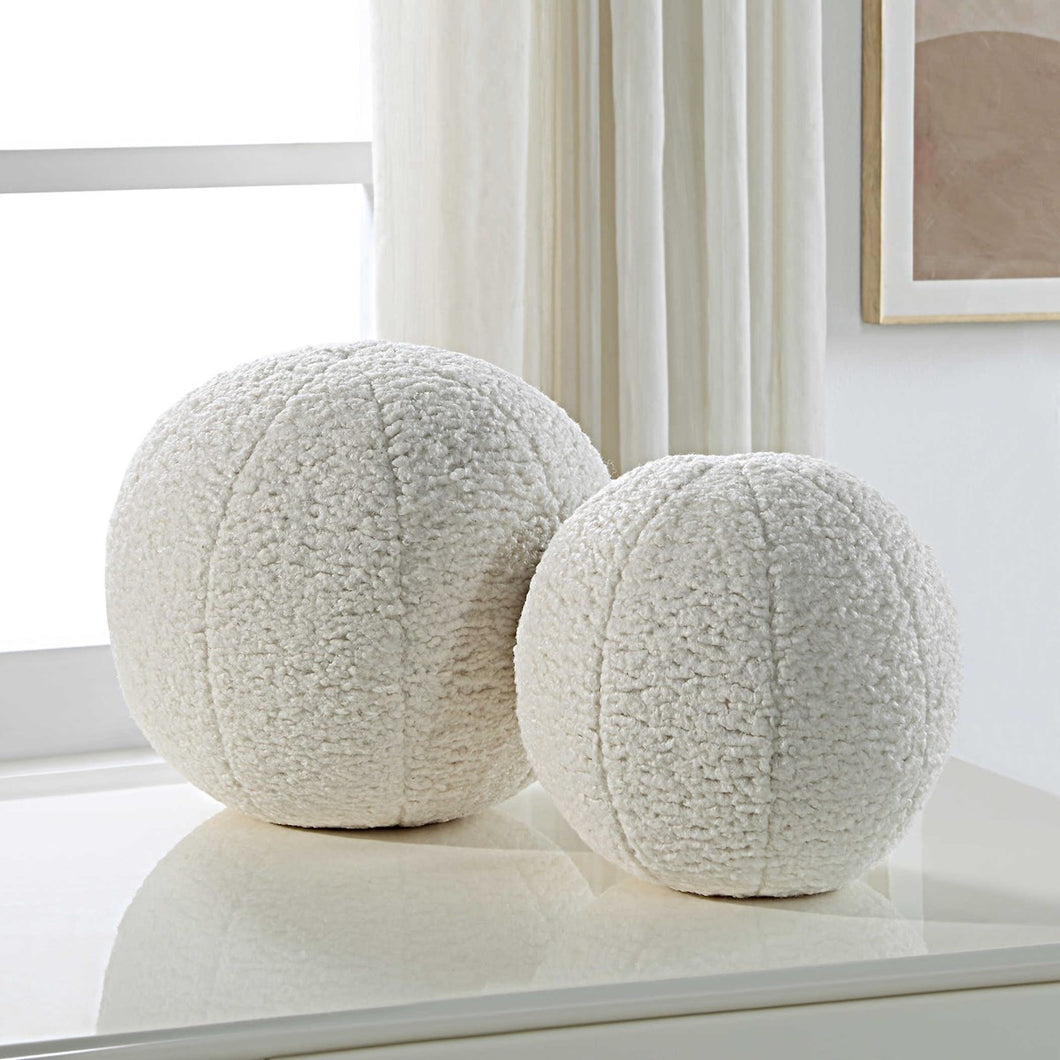 Faux Sheepskin Round Pillow S/2