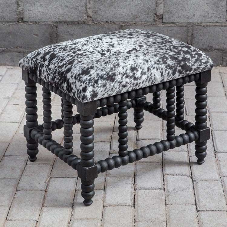 Faux Cowhide Upholstered Bench