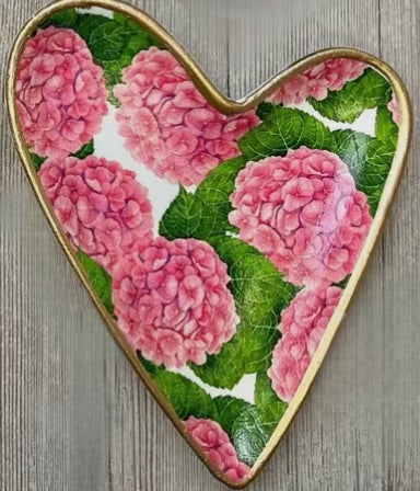 Ceramic Heart Dish- Pink Hydrangea