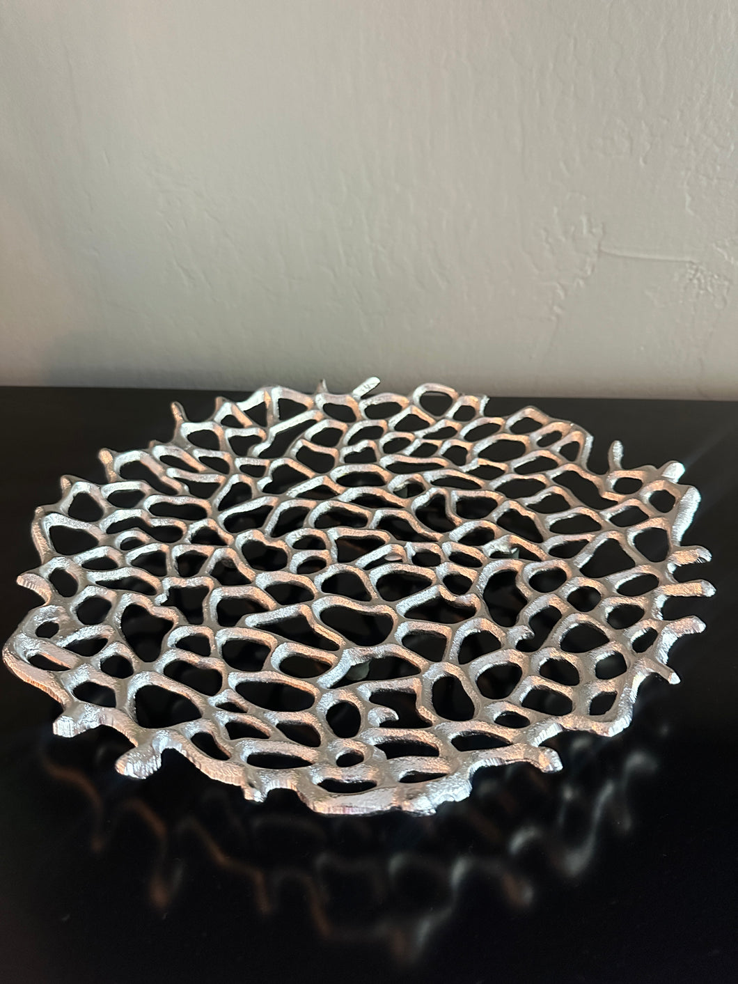 Silver Aluminum Coral Decorative Bowl