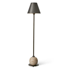 Load image into Gallery viewer, Slim Bronze &amp; Travertine Table Lamp
