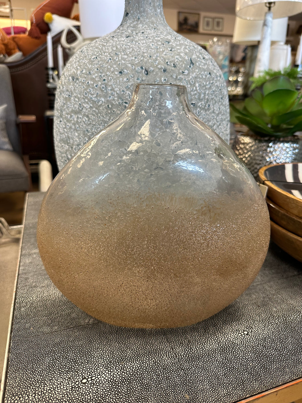 Frosted Gold Tear Glass Vase