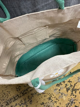 Load image into Gallery viewer, White Daisy &amp; Turquoise Beach Bag
