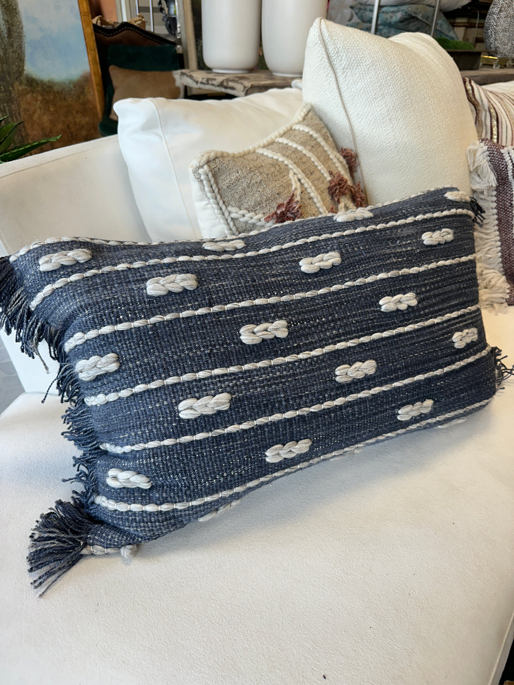 Blue & Cream Lumbar Pillow