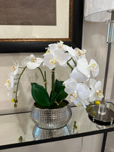 Load image into Gallery viewer, Orchid in Silver Beveled Vase
