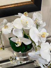 Load image into Gallery viewer, Orchid in Silver Beveled Vase
