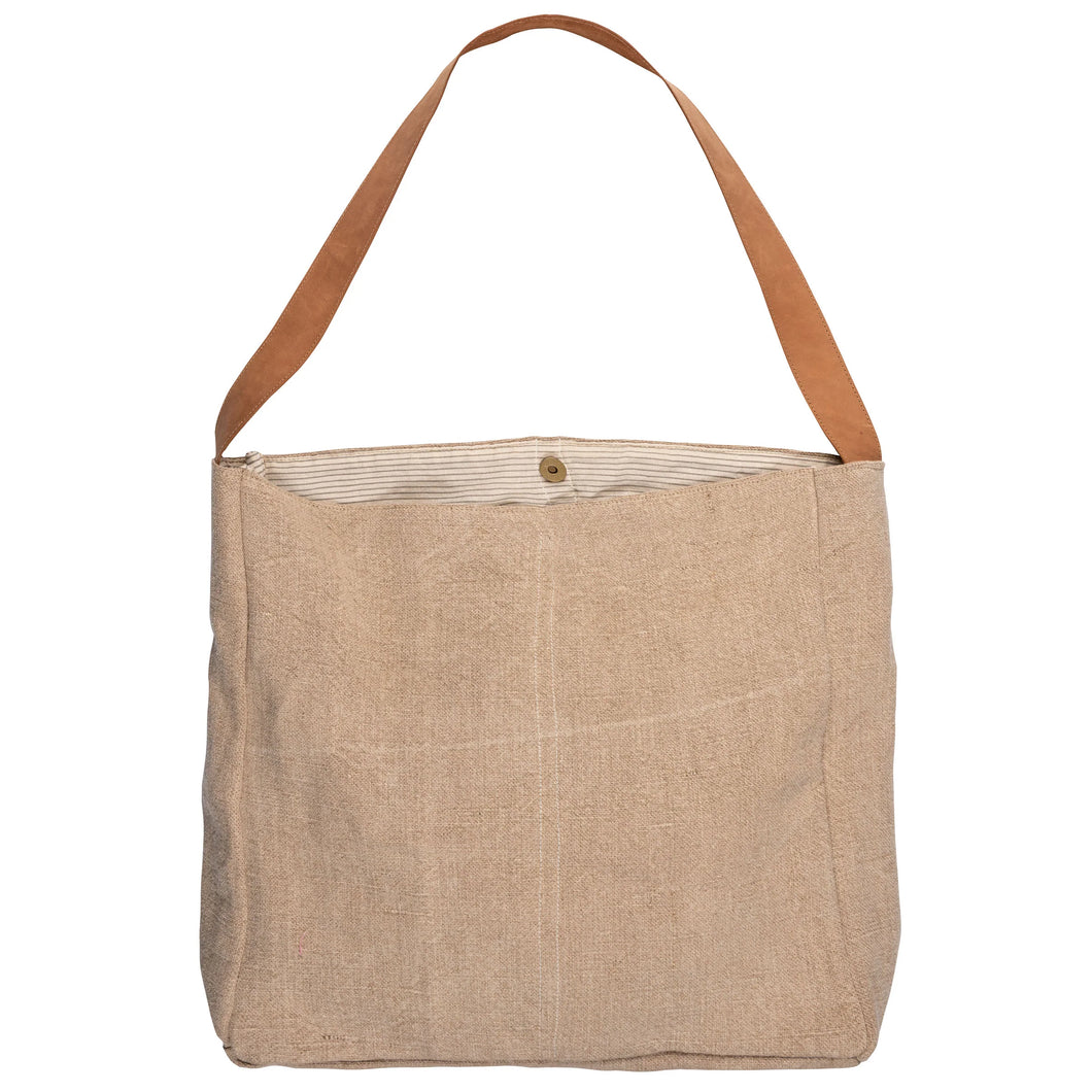 Oversized Linen Tote Bag