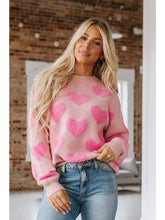 Load image into Gallery viewer, Light Pink Sweater with Hearts
