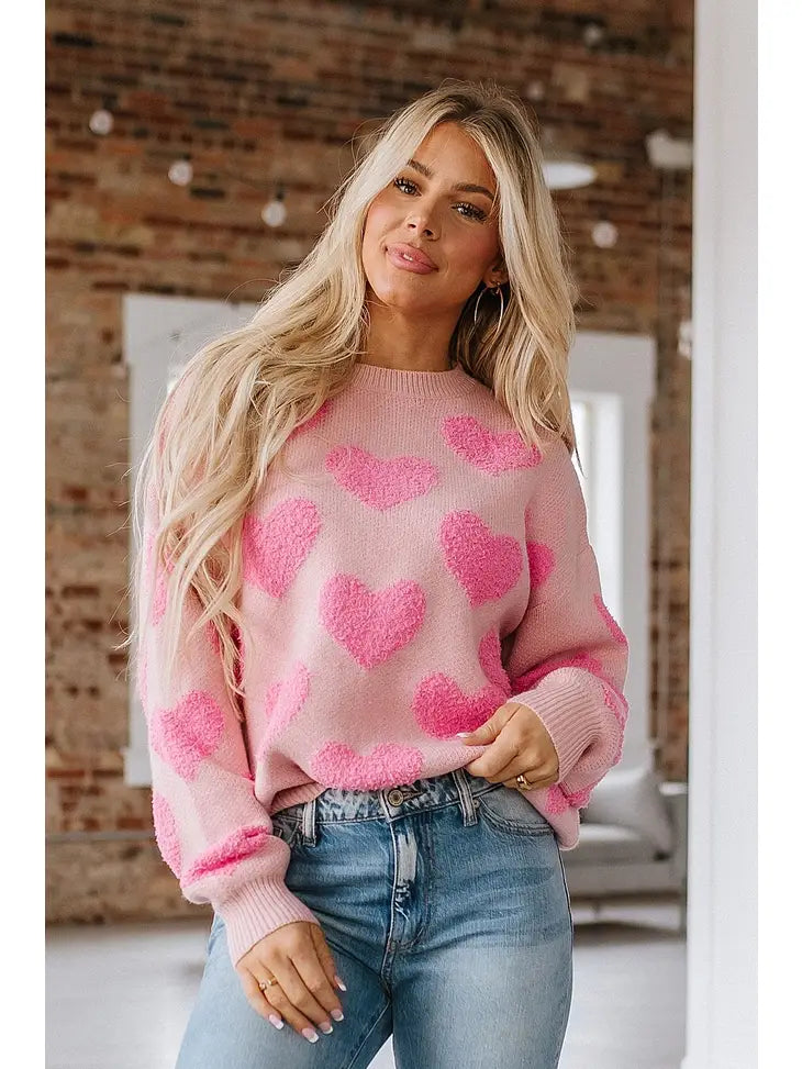 Light Pink Sweater with Hearts