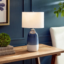 Load image into Gallery viewer, Two-Tone Glaze Ceramic Blue/White Lamp
