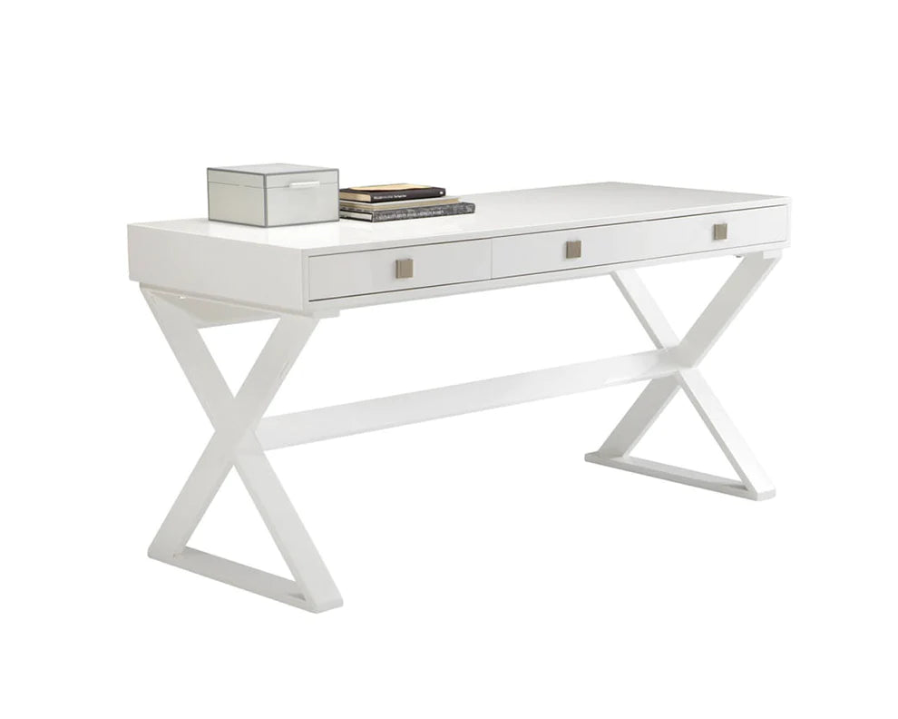 Modern High Gloss White Desk