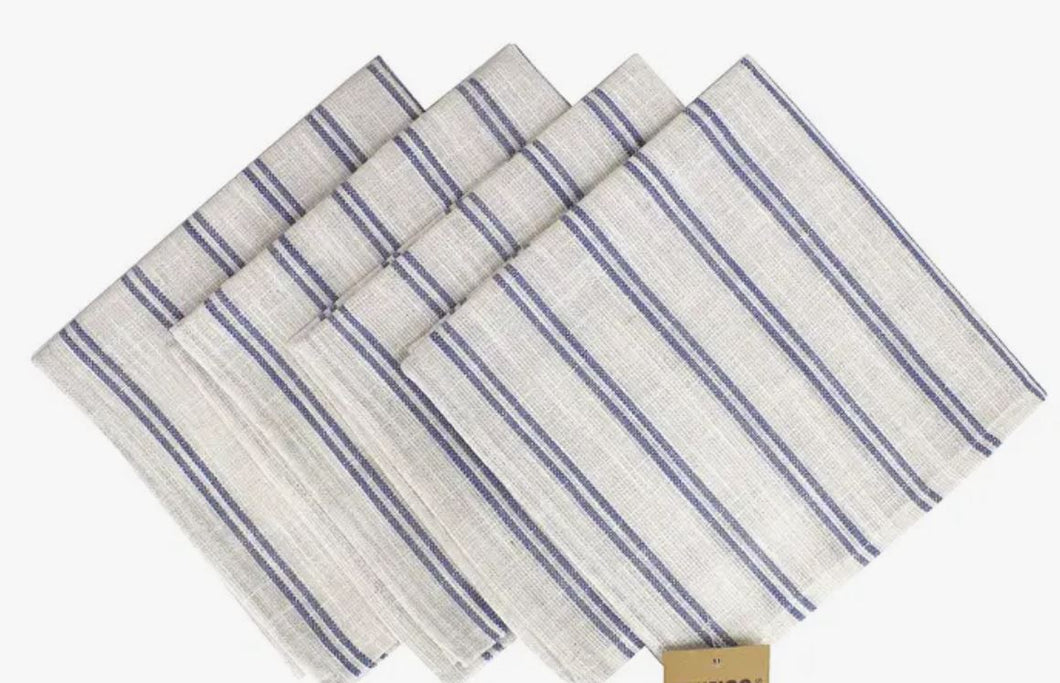 Striped Linen-Poly Dinner Napkin