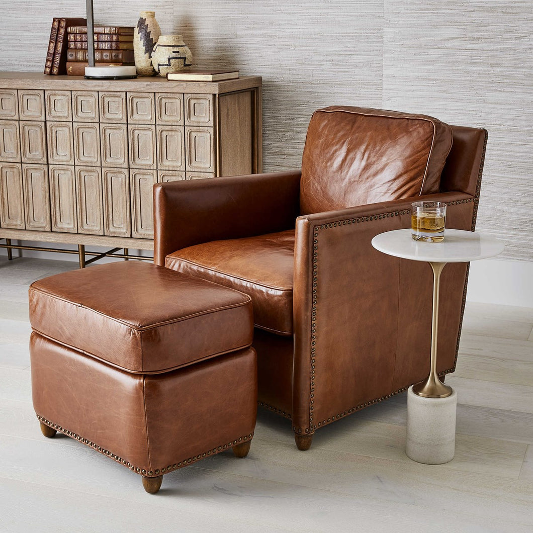 Full Grain Leather Club Chair-Cognac