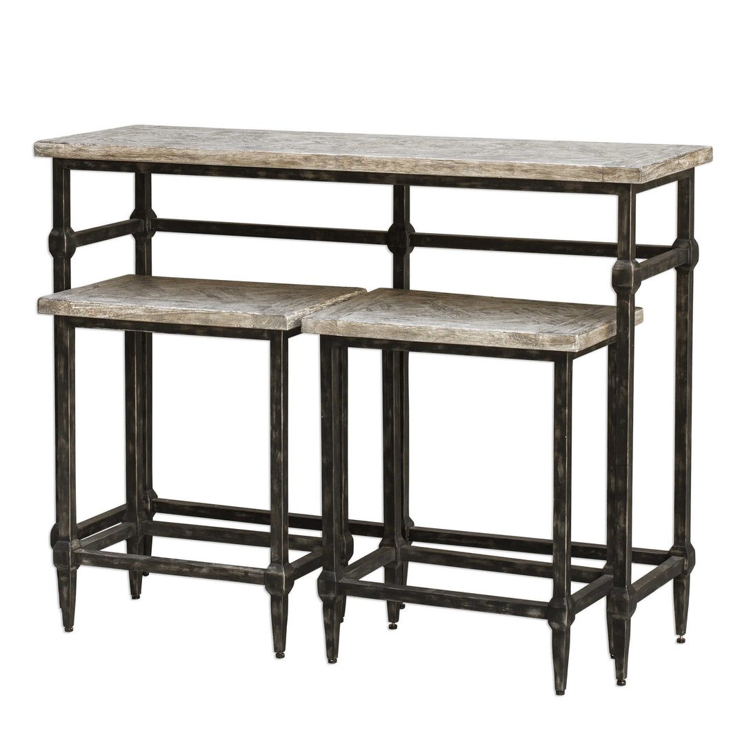 Counter Height Bistro Table with Two Stools S/3
