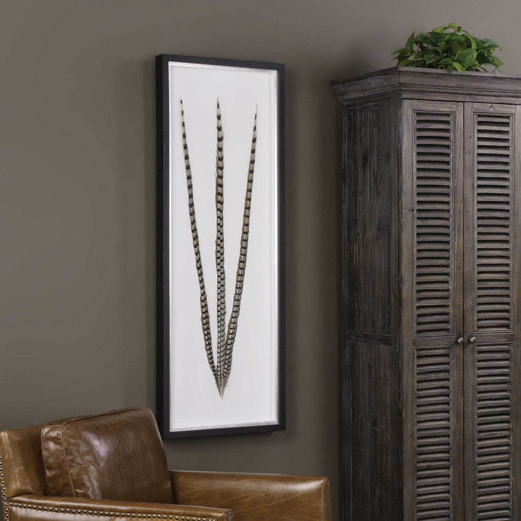 Mikado Pheasant Feather Shadow Box Artwork