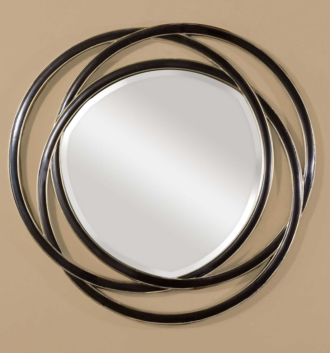 Round Black Matte Mirror w/Silver Leaf Liner 48