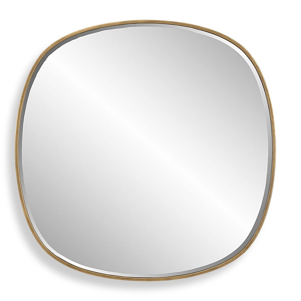 Rounded Square Mirror with Antique Gold Frame