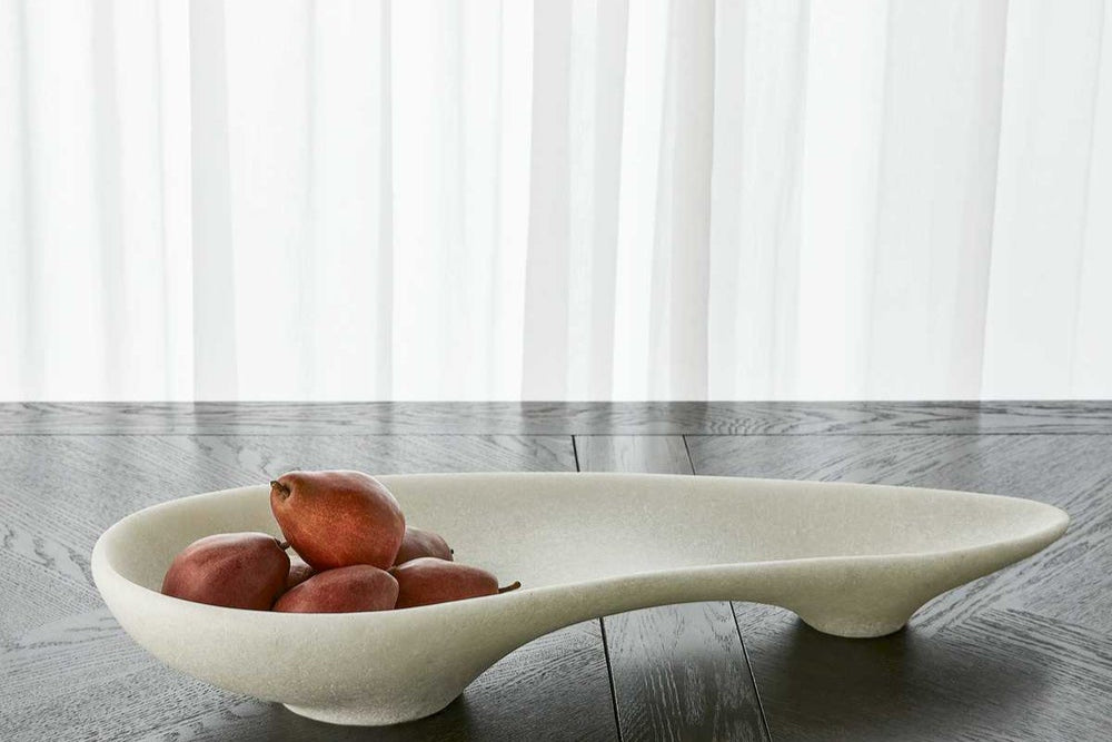White Faux Marble Scoop Bowl