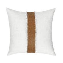 Load image into Gallery viewer, Bold Stripe Leather Linen &amp; Cotton Pillow 26&quot;
