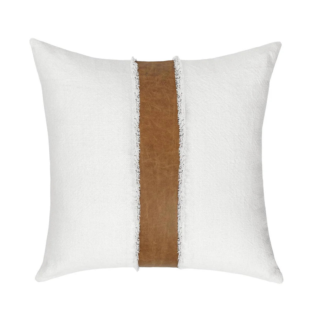 Bold Stripe Leather Linen & Cotton Pillow 26