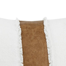 Load image into Gallery viewer, Bold Stripe Leather Linen &amp; Cotton Pillow 26&quot;
