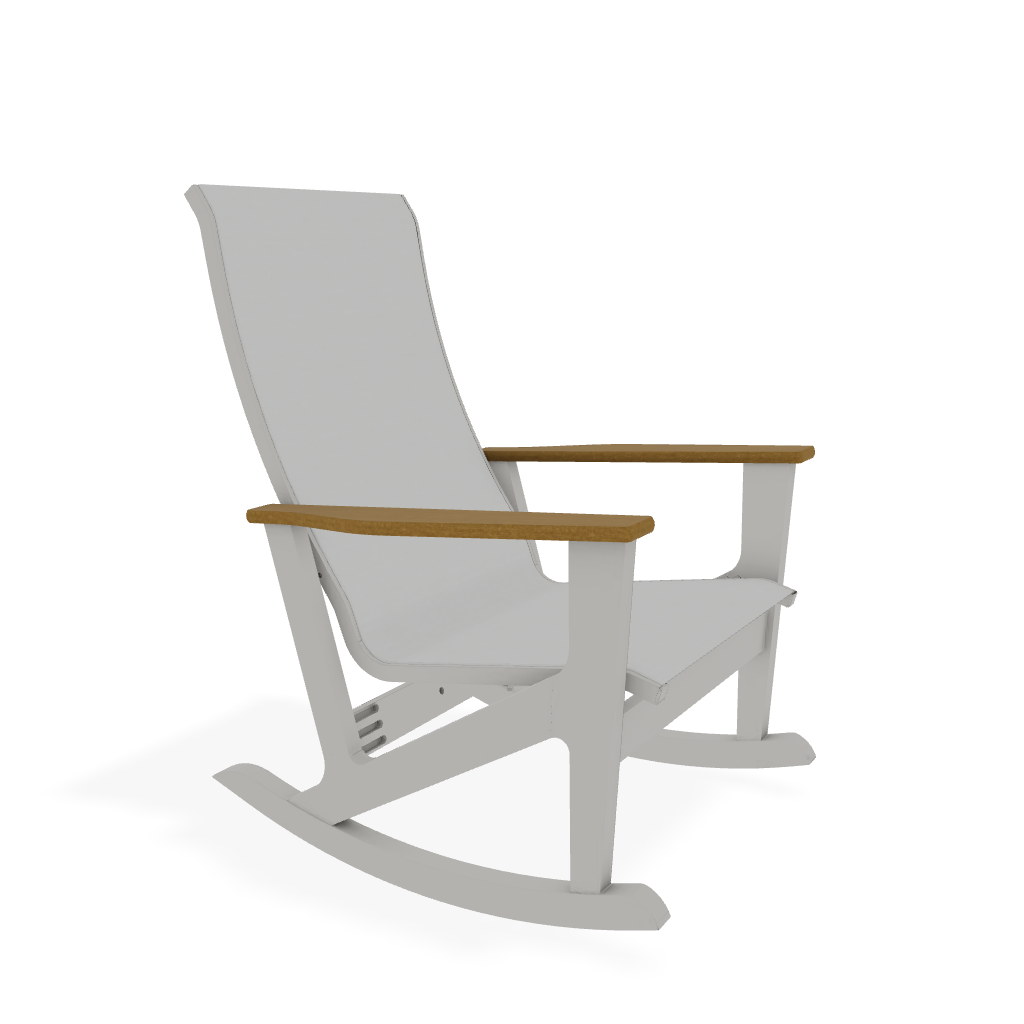 Outdoor Sling Rocker with Teak Arms