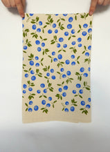 Load image into Gallery viewer, Handprinted Blueberry Kitchen Dish Towel
