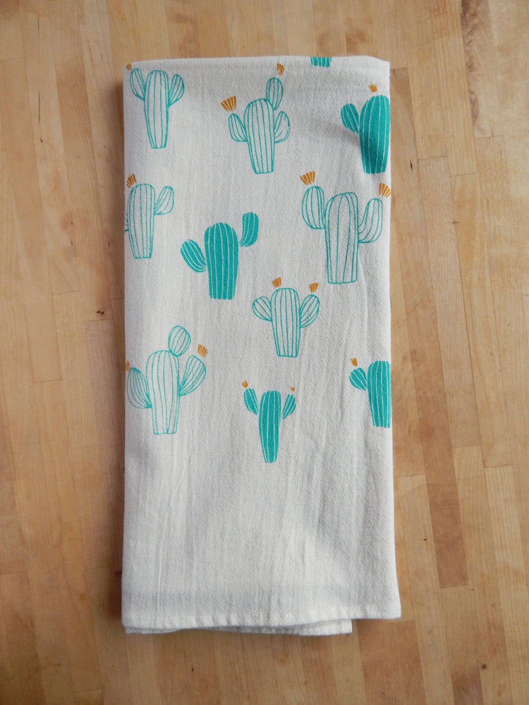 Cactus Hand Printed Cotton Kitchen Towel
