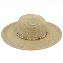 Load image into Gallery viewer, Beaded Band Summer Straw Sun Hat
