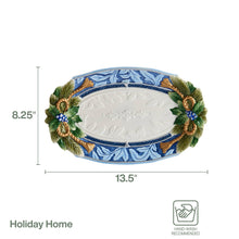 Load image into Gallery viewer, Blue Holiday Oval Serving Platter
