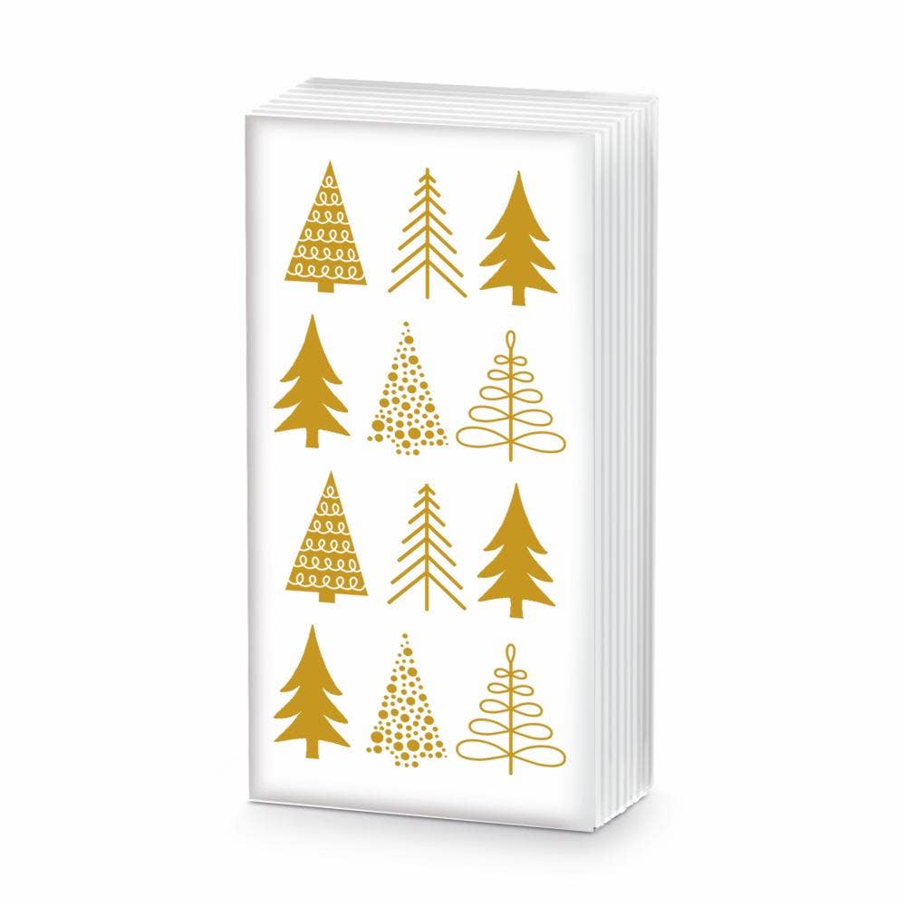 Gold Christmas Tree Pocket Tissues